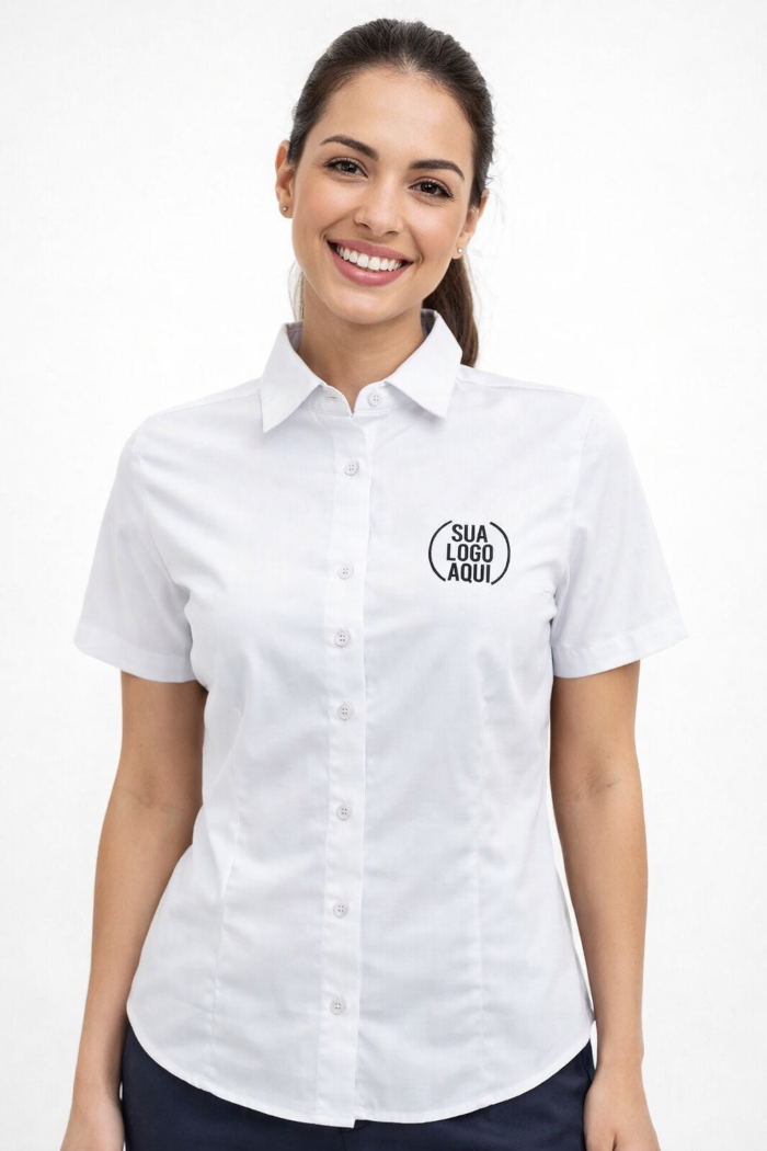 Camisa Social Feminina Personalizada - Manga Curta
