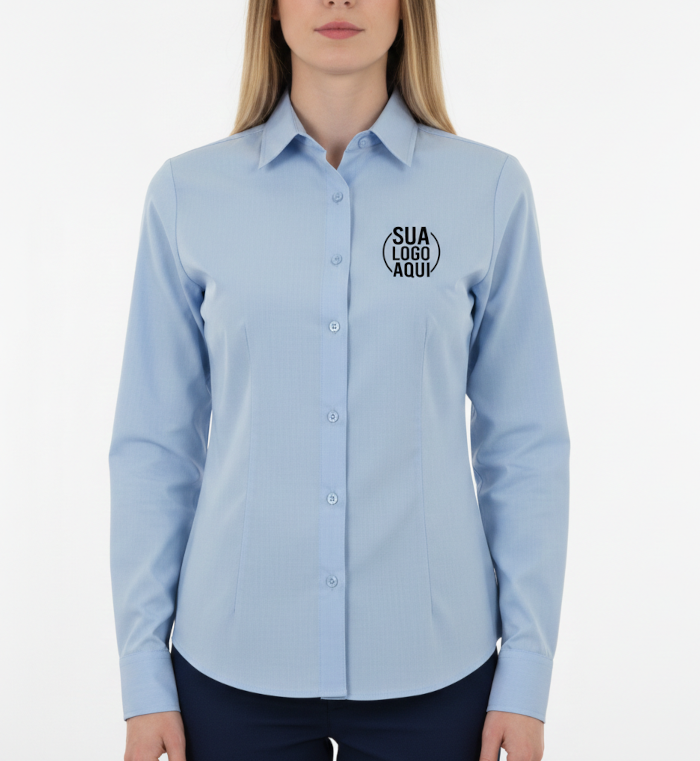 Camisa Social Feminina Manga Longa Personalizada