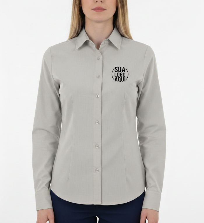 Camisa Social Feminina Manga Longa Personalizada