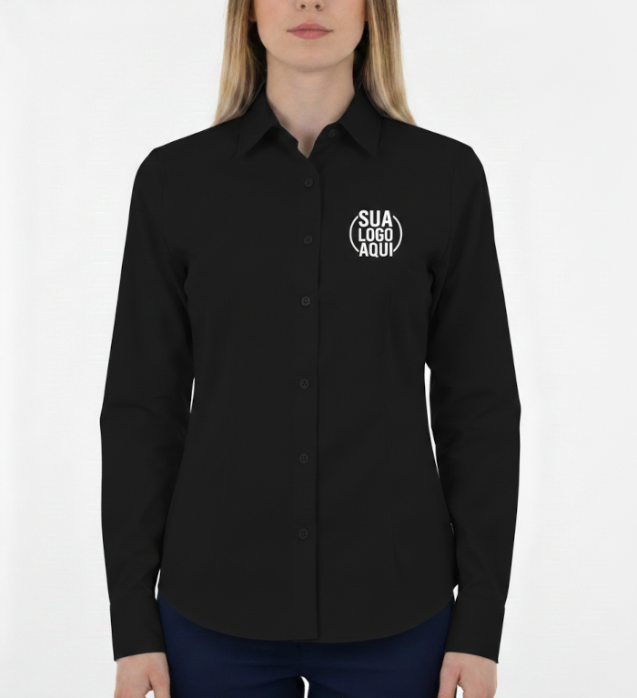 Camisa Social Feminina Manga Longa Personalizada