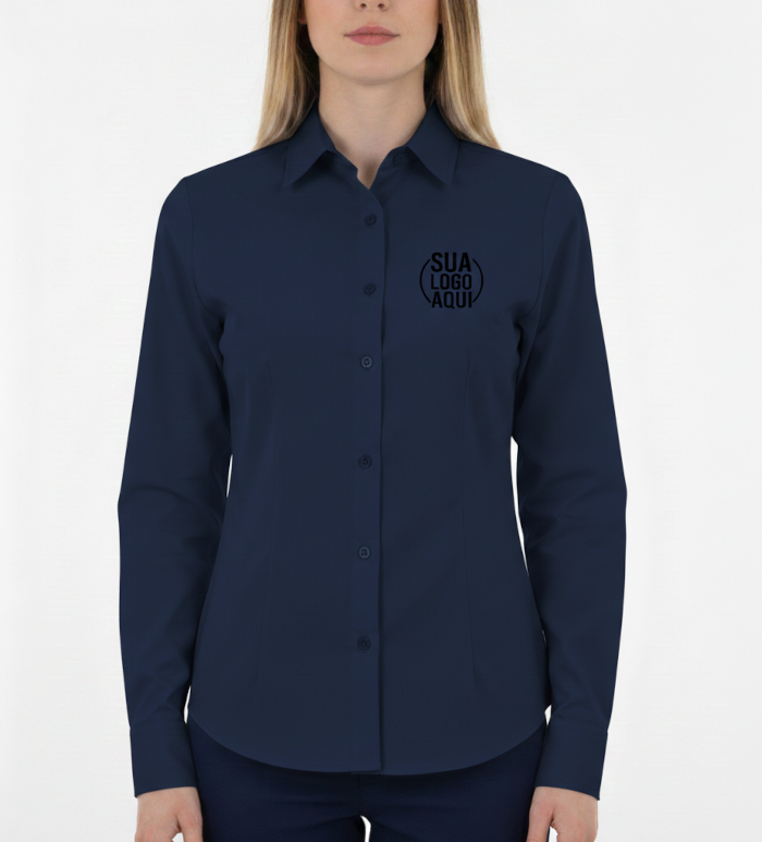 Camisa Social Feminina Manga Longa Personalizada