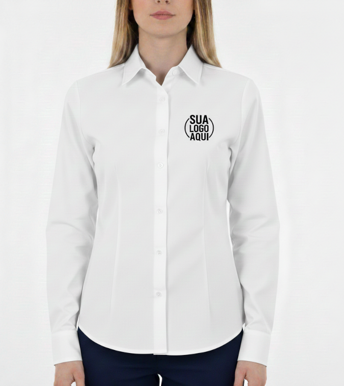 Camisa Social Feminina Manga Longa Personalizada