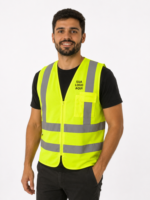 Colete Refletivo c/ Bolso - Personalizado