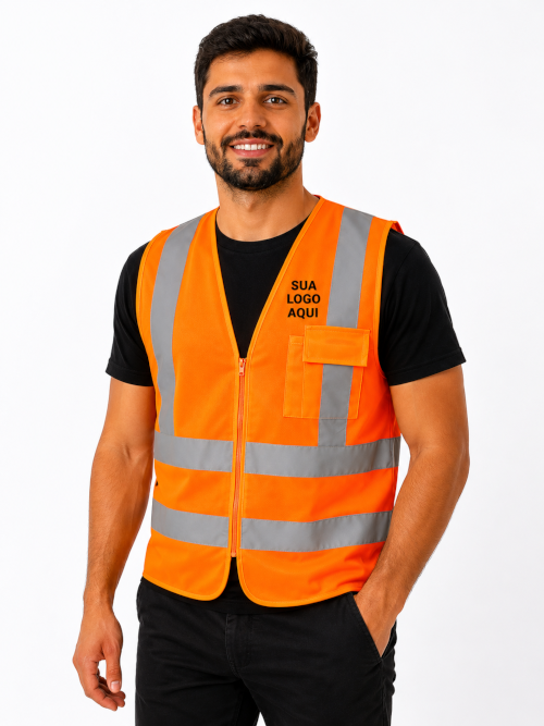 Colete Refletivo c/ Bolso - Personalizado