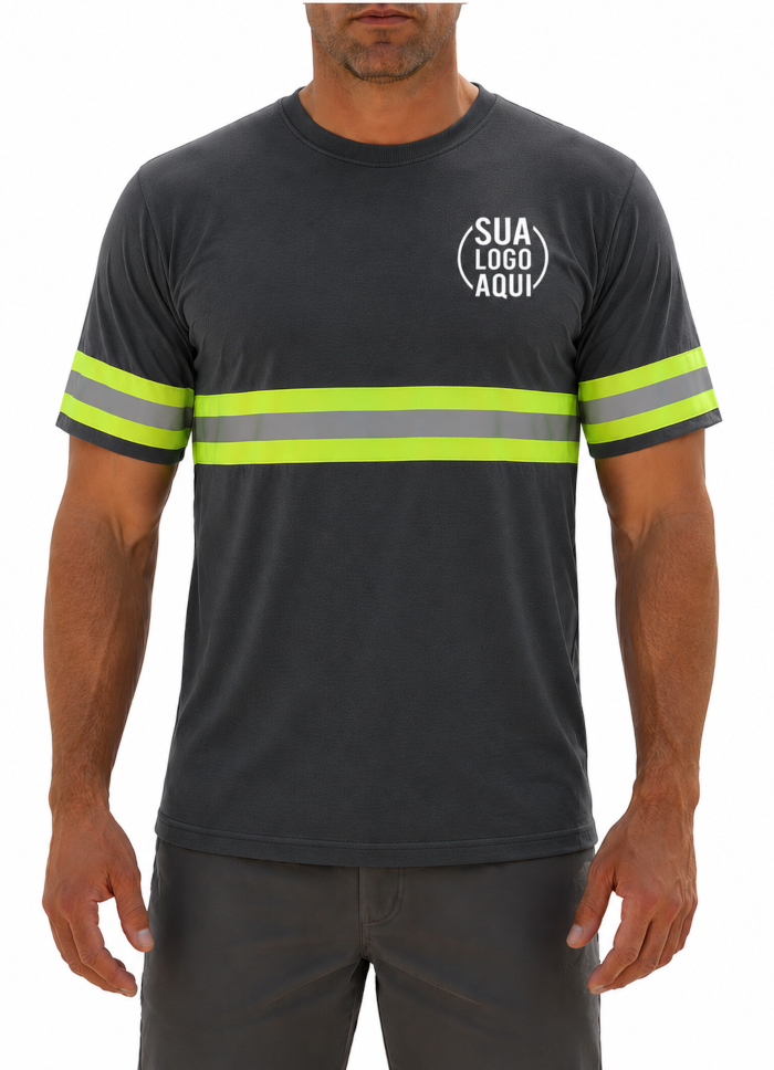 Camiseta Manga Curta PV com Faixa Refletiva
