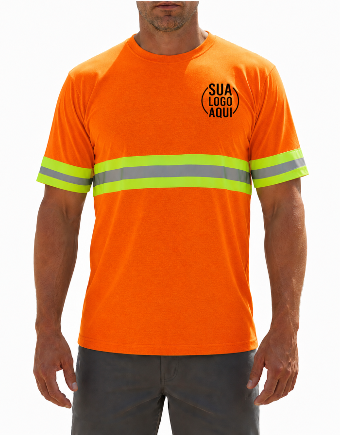 Camiseta Manga Curta PV com Faixa Refletiva