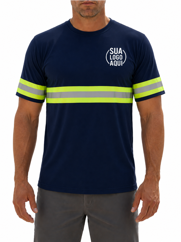 Camiseta Manga Curta PV com Faixa Refletiva