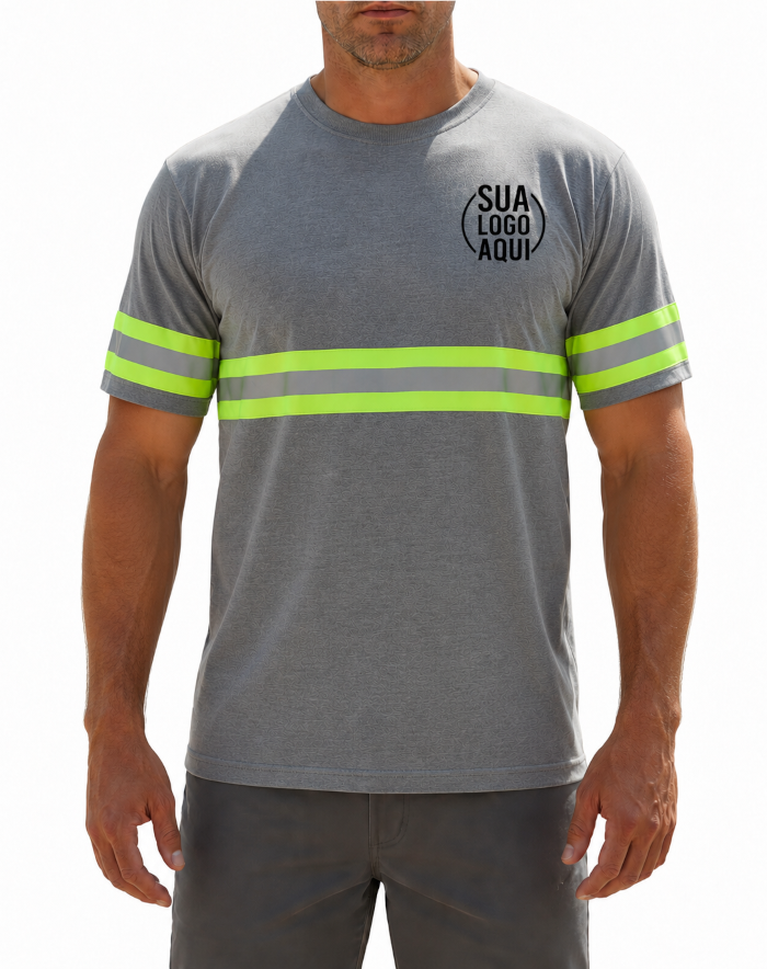 Camiseta Manga Curta PV com Faixa Refletiva