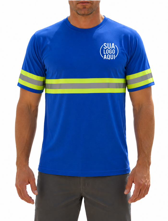 Camiseta Manga Curta PV com Faixa Refletiva