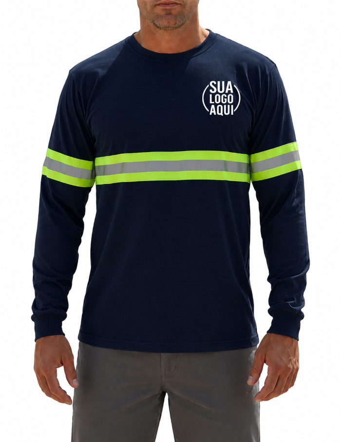 Camiseta Manga Longa PV - Com Faixa Refletiva