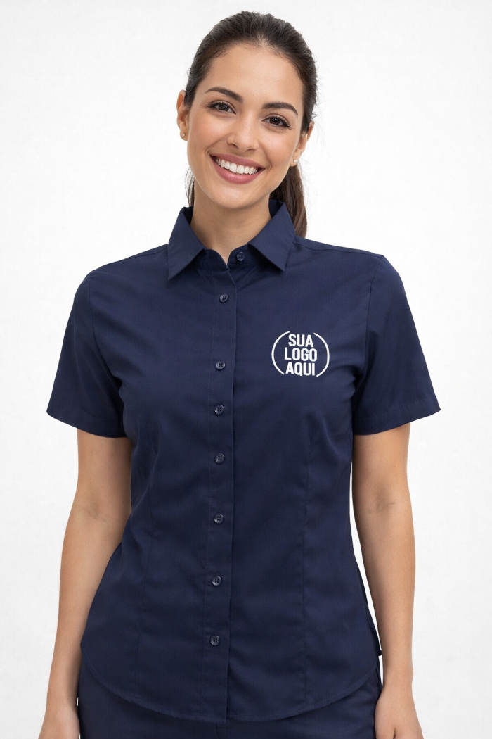 Camisa Social Feminina Personalizada - Manga Curta