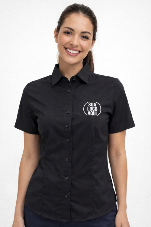Camisa Social Feminina Personalizada - Manga Curta
