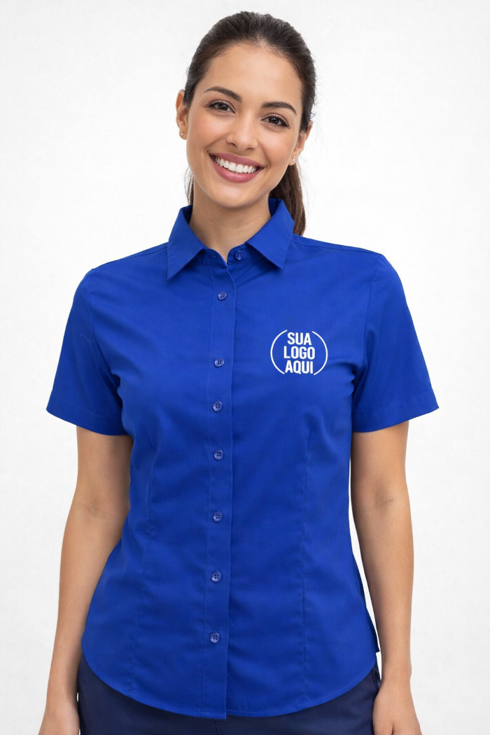 Camisa Social Feminina Personalizada - Manga Curta